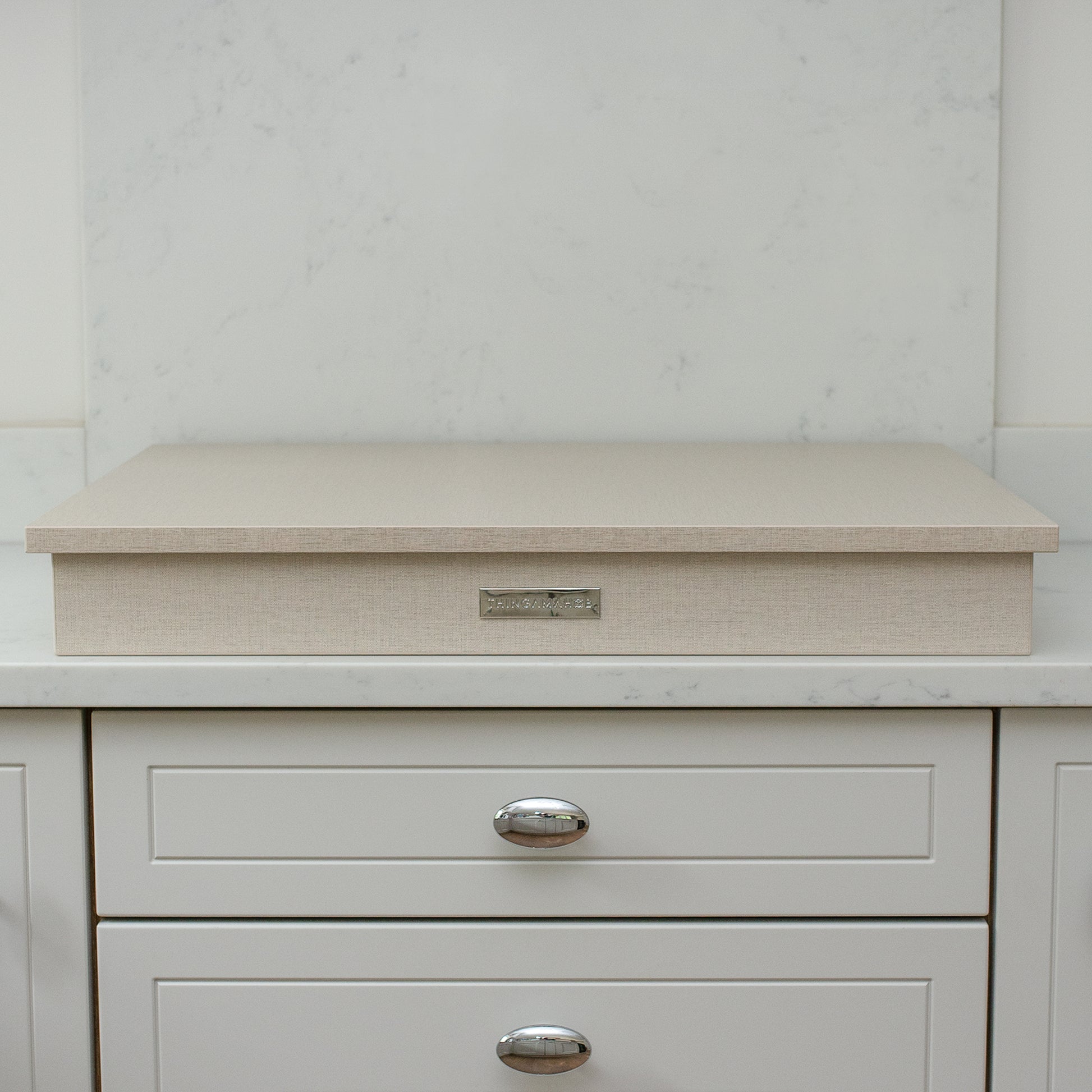 Wooden Hob Cover, Gas, Straight, Angle, Beige Linen